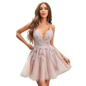 GB‎ Social Mauve Lace Sequin Tulle Homecoming Dress Size 11 Mini Prom NWT